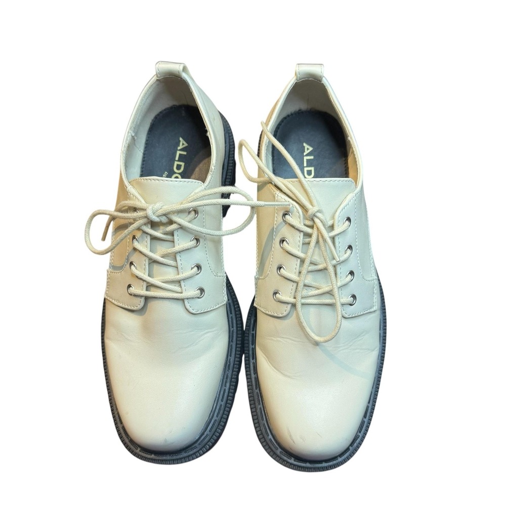 Aldo Shoes Womens 8 White Synthetic Lace Up Lug Sole Platform Flats Oxfords
